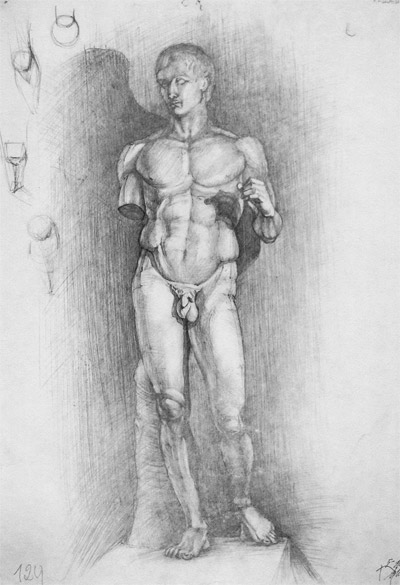 рисунок мужской фигуры статуя Геракла